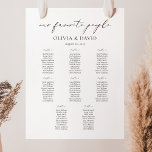 8 Tables Simple Our Favourite People Seating Chart<br><div class="desc">Elegant Calligraphy Script Wedding Seating Plan Our Favourite People. Personalised Simple Minimalist Seating Chart for 80 guests (8 tables). Just click the customise further link, shown under the text personalisation area on the right, and choose your custom colour background. This sign poster template makes it fast and easy to create...</div>