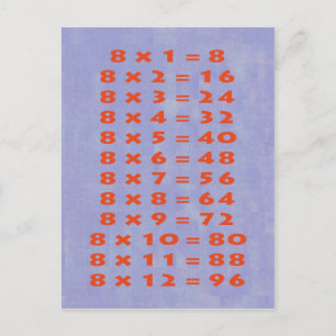 #8 Times Table Collectable Postcard