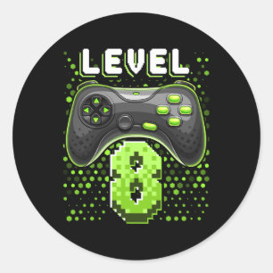 8 Video Game Controller 8th Birthday Gamer Gift Bo Classic Round Sticker