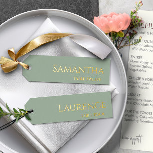 8 Wedding Guest Gold Foil Sage Green Name Tags Foil Holiday Card
