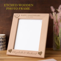 8"x10" Photo Happy Anniversary Names Date Hearts