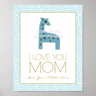 8"x10" Wavy Aqua I Love Mum Print
