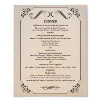 8 x 10 Vintage Linen Table Dinner Menu for Framing
