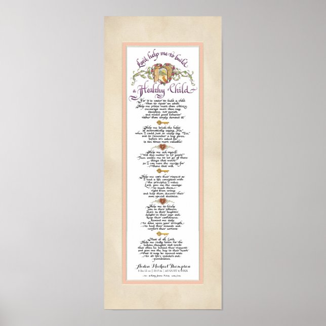 8 x 20 Build a Healthy Child, Parchment Blush Pink Poster (Front)