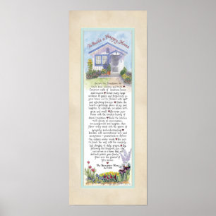 8 x 20 To Build a Happy Home, Parchment Blue Poster