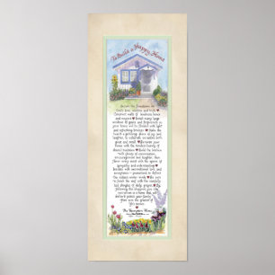 8 x 20 To Build a Happy Home, Parchment Mint Poster