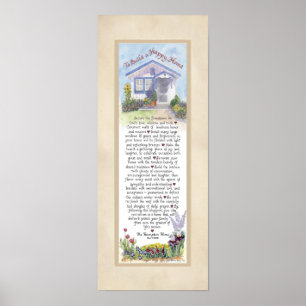 8 x 20 To Build a Happy Home, Parchment Tan Poster