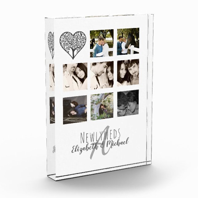 8 x PHOTO COLLAGE Newlyweds Personalised WEDDING Block (Left)