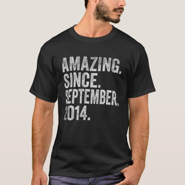 8 Year Old 8th Birthday Amazing Since September 20 T-Shirt (Front)