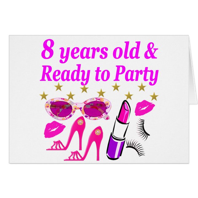 8 YEAR OLD AND READY TO PARTY PRINCESS DESIGN (Front Horizontal)