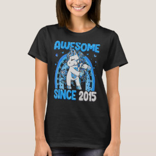 8 Year Old Awesome Since 2015 Unicorn Rainbow Birt T-Shirt