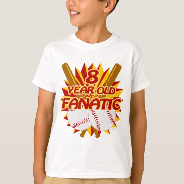 8 Year Old Baseball Fanatic T-Shirt (Front)