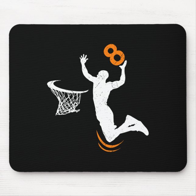 8 Year Old Basketball Dunk 8th Birthday Party Boys Mouse Pad (Front)