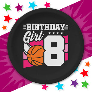 8 Year Old Basketball Party 8th Birthday Girl Paper Plate