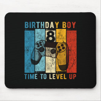 8 Year Old Birthday Boy 8 Time To Level Up 8th Bir Mouse Pad