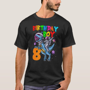 8 Year Old Birthday Boy Astronaut Riding Rex 8th D T-Shirt