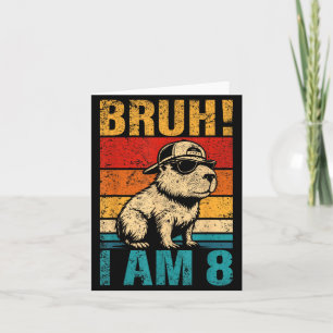 8 Year Old Birthday Boy Capybara Bruh 8th Birthday Card