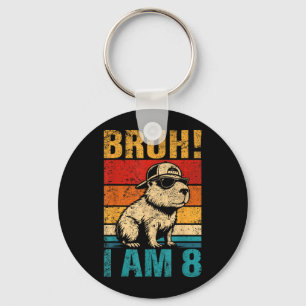 8 Year Old Birthday Boy Capybara Bruh 8th Birthday Key Ring