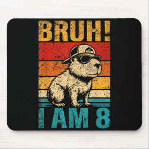 8 Year Old Birthday Boy Capybara Bruh 8th Birthday Mouse Pad