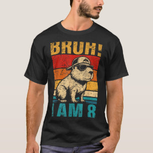 8 Year Old Birthday Boy Capybara Bruh 8th Birthday T-Shirt