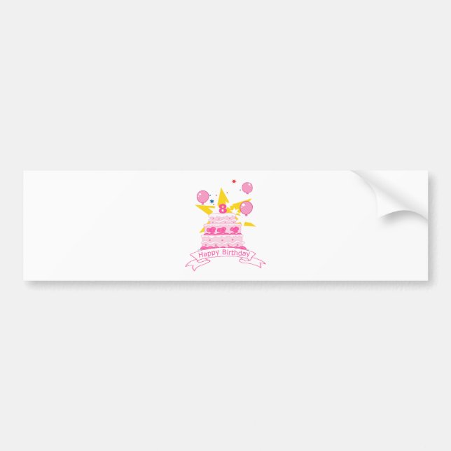 8 Year Old Birthday Cake Bumper Sticker (Front)