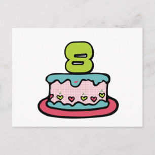 8 Year Old Birthday Cake Postcard