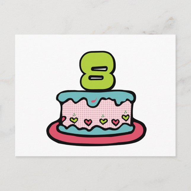 8 Year Old Birthday Cake Postcard (Front)