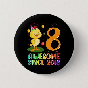 8 Year Old Birthday Chicken Lover Awesome Since 6 Cm Round Badge