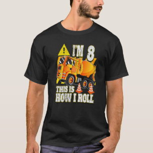 8 Year Old Birthday  Concrete Mixer Truck T-Shirt