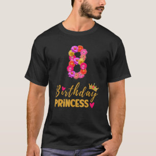 8 Year Old Birthday Princess Flower Its My 8th Bir T-Shirt