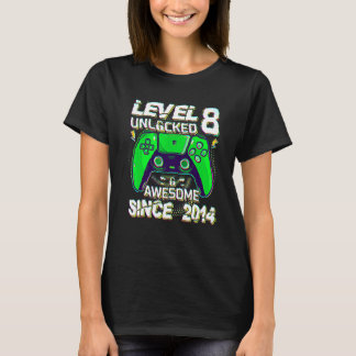 8 Year Old Boy Level 8 Unlocked Awesome 2014 Birth T-Shirt