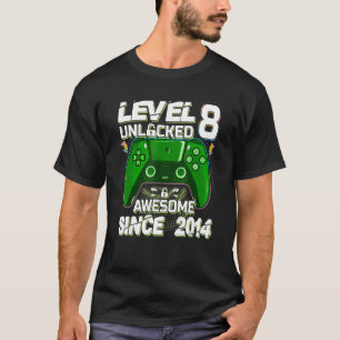 8 Year Old Boy Level 8 Unlocked Awesome 2014 Birth T-Shirt