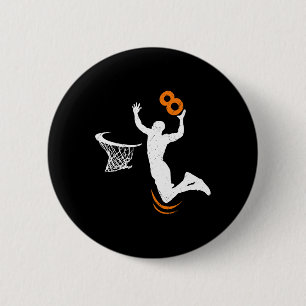 8 Year Old Bysketbyll Dunk 8th Birthday Party Boys 6 Cm Round Badge
