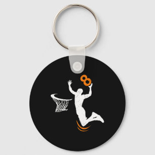 8 Year Old Bysketbyll Dunk 8th Birthday Party Boys Key Ring