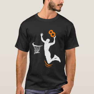 8 Year Old Bysketbyll Dunk 8th Birthday Party Boys T-Shirt