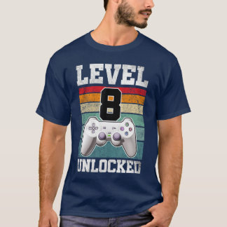 8 Year Old Gifts Gaming Level 8 Unlocked Gamers 8t T-Shirt