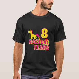 8 Year Old Girl Farting Rainbow Unicorn Magical Bo T-Shirt