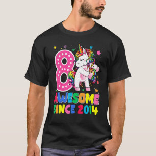 8 Year Old Girls Teens Flossing Unicorn 8th Birth T-Shirt