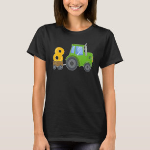 8 Year Old Green Farm Tractor Birthday Party Farme T-Shirt
