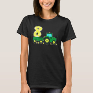 8 Year Old Green Farm Tractor Birthday Party Farme T-Shirt