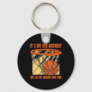 8 Year Old Happy 8th Birthday Basketball 8th Birth Key Ring