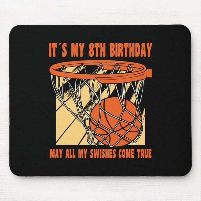 8 Year Old Happy 8th Birthday Basketball 8th Birth Mouse Pad (Front)