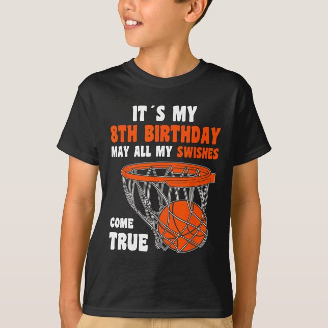 8 Year Old Happy 8th Birthday Basketball 8th Birth T-Shirt (Front)
