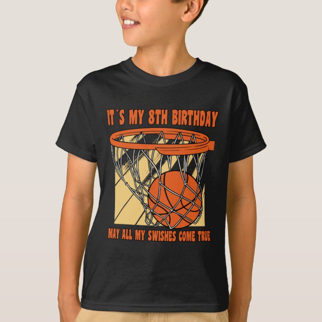 8 Year Old Happy 8th Birthday Basketball 8th Birth T-Shirt (Front)
