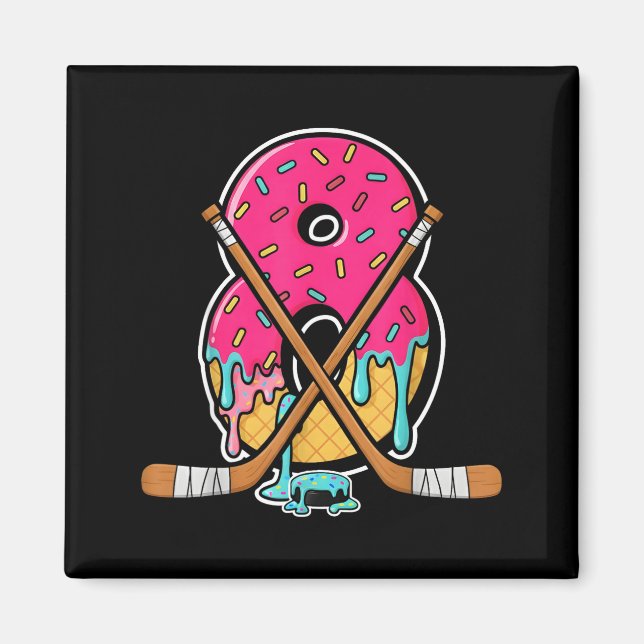 8 Year Old Hockey Ice Cream Drip Youth 8th Birthda Magnet (Front)