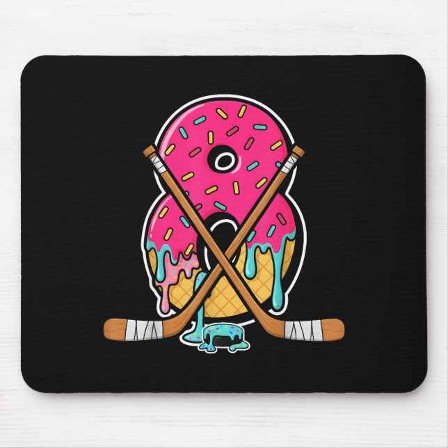 8 Year Old Hockey Ice Cream Drip Youth 8th Birthda Mouse Pad (Front)