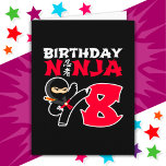 8 Year Old Karate Ninja Party Kids 8th Birthday Card<br><div class="desc">This Birthday Ninja 8 design makes a perfect gift for 8 year old ninja birthday party gift. Features Japanese symbol for Ninjutsu with cartoon ninja karate kick the birthday boy or girl will LOVE! This ninja birthday design for boys and girls is a perfect fit for an 8 year old...</div>