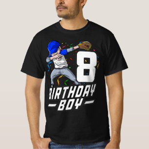 8 Year Old Kids Boys 8th Birthday Baseball Dabbing T-Shirt