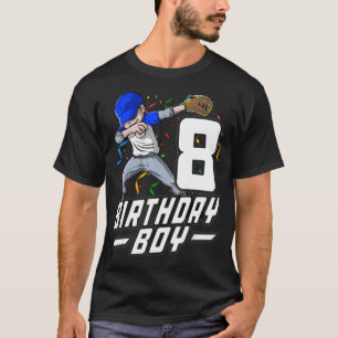8 Year Old Kids Boys 8th Birthday Baseball Dabbing T-Shirt