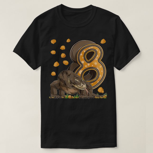 8 Year Old Komodo dragon Reptile 8th Birthday Part T-Shirt (Design Front)